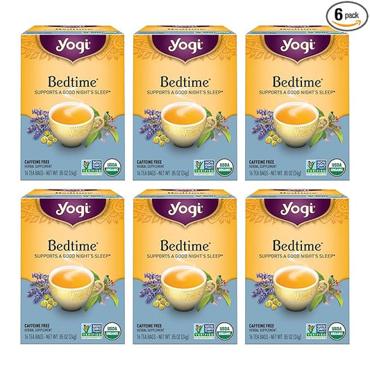 Yogi Tea - Bedtime (6 Pack) - Supports a Good Night’s Sleep - Tea with Passionflower, Chamomile, Valerian Root, and Lavender - 96 Organic Herbal Tea Bags