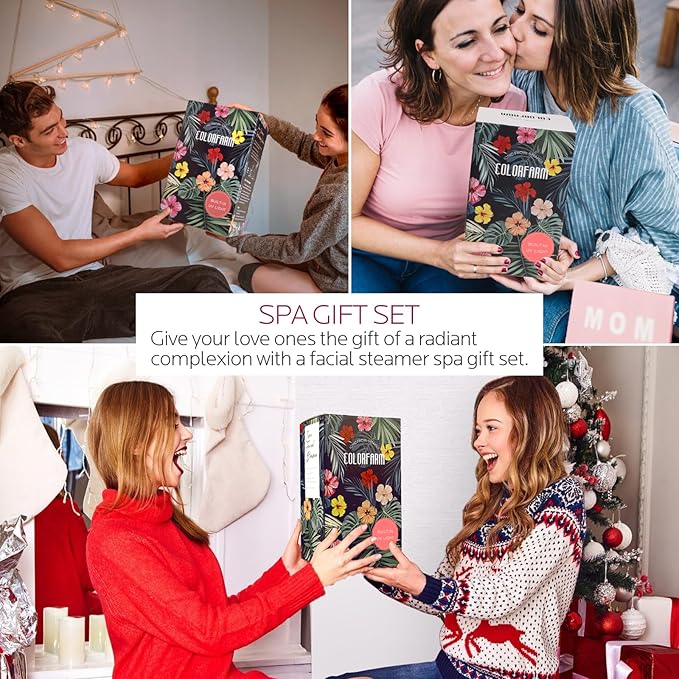 Colorfarm Facial Steamer Skin Care Kit: Face Steamer Home Spa Deep Cleaning Unclogs Pores with 4 Skin Care Tools - Relaxing Self Care Skincare Beauty Gifts for Women Girl (Eastern Embrace Facial Set)