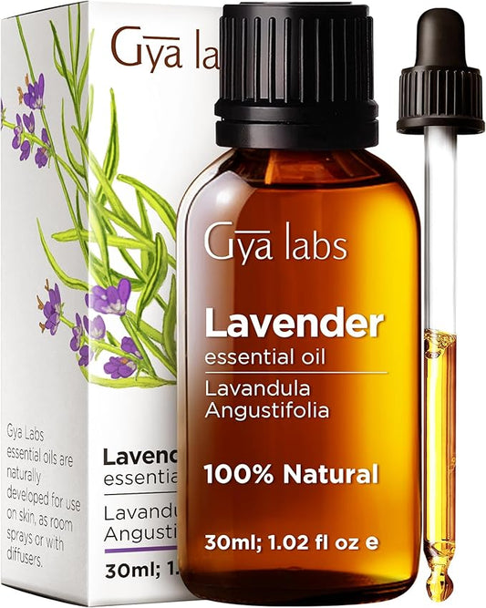 Gya Labs Lavender Essential Oil for Diffuser - 100% Pure Natural Lavender Oil for Skin, Hair, Massage, Candle Making & Aromatherapy (1.02 Fl Oz)