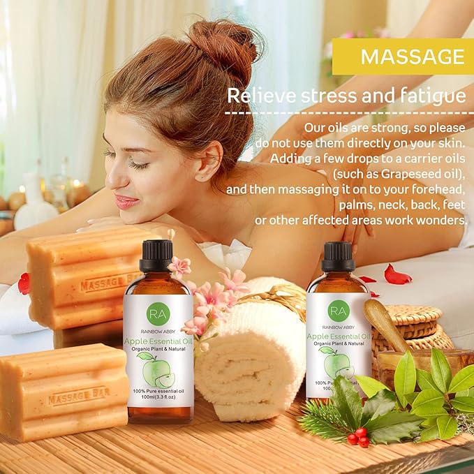 Apple Essential Oil (100ML), 100% Pure Natural Organic Apple Oil for Diffuser, Massage, Skin Care, Yoga
