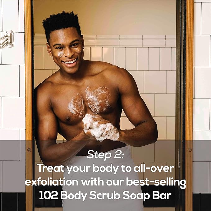 Best Sellers Kit No. 203, Features Signature No. 102 Original Body Scrub Soap Bar, No. 121 Facial Cleanser & No. 123 Facial Moisturizer, Great Gift for Men