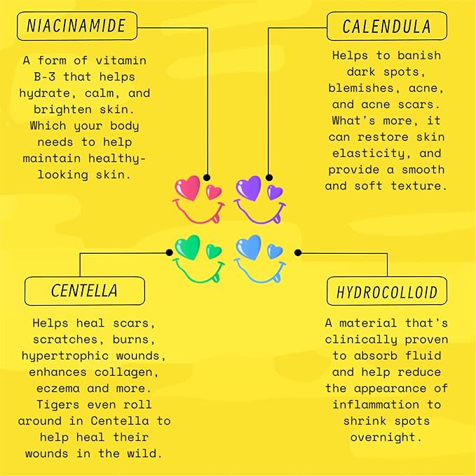 Yellow Stars Acne Patches, Hydrocolloid Pimple Patch For Face, 28 Count, All Skin Types