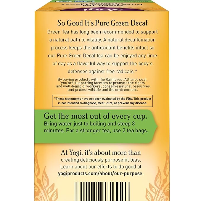 Yogi Tea - Green Tea Pure Green Decaf (6 Pack) - Supports Vitality - 96 Tea Bags
