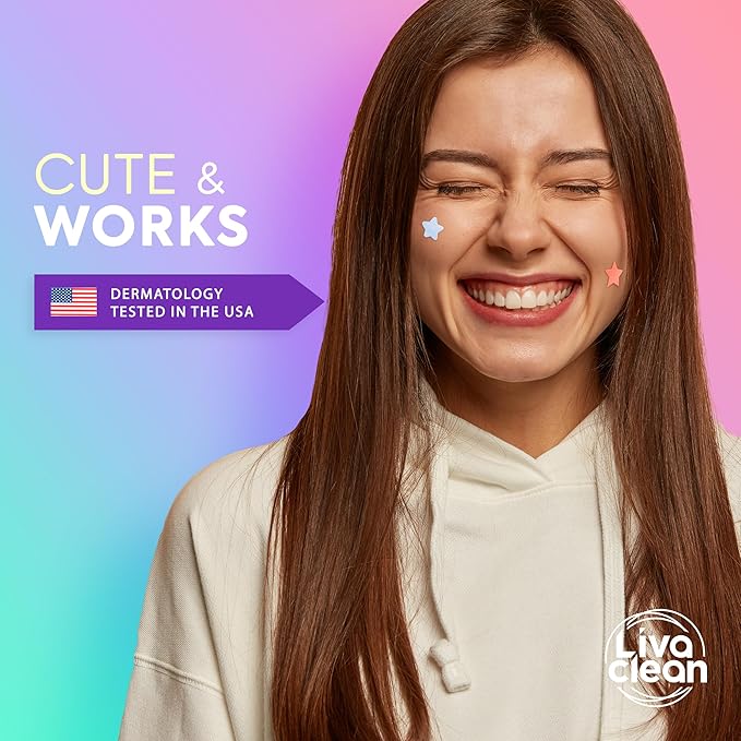 LivaClean 240 CT Cute Pimple Patches for Face w/Salicylic Acid & Tea Tree, Hydrocolloid Acne Patches Cute Star Pimple Patch for Healing, Adorable Face Stickers, Zit Patch