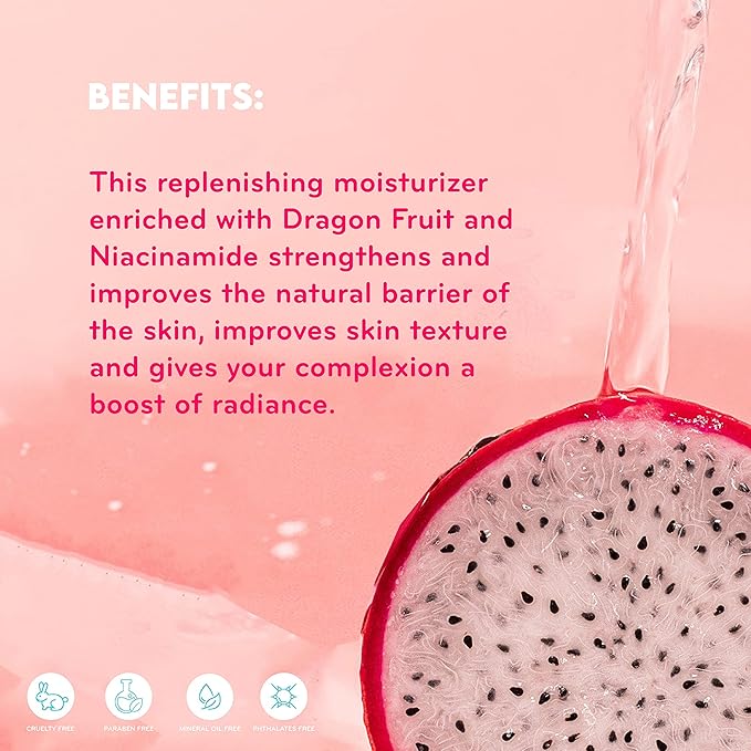 Purlisse Body Moisturizer Dragonfruit + Niacinaminde, Skin Lotion with Natural Extracts to Improve Texture and Protect Complexion, 1.74 oz