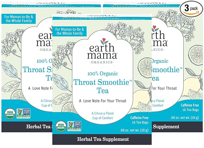 Throat Soothie Tea with Elderflower for Immune Support | Formulated with No Licorice | Safe for Kids & During Pregnancy, 16-Count (Packaging May Vary, 3-Pack)