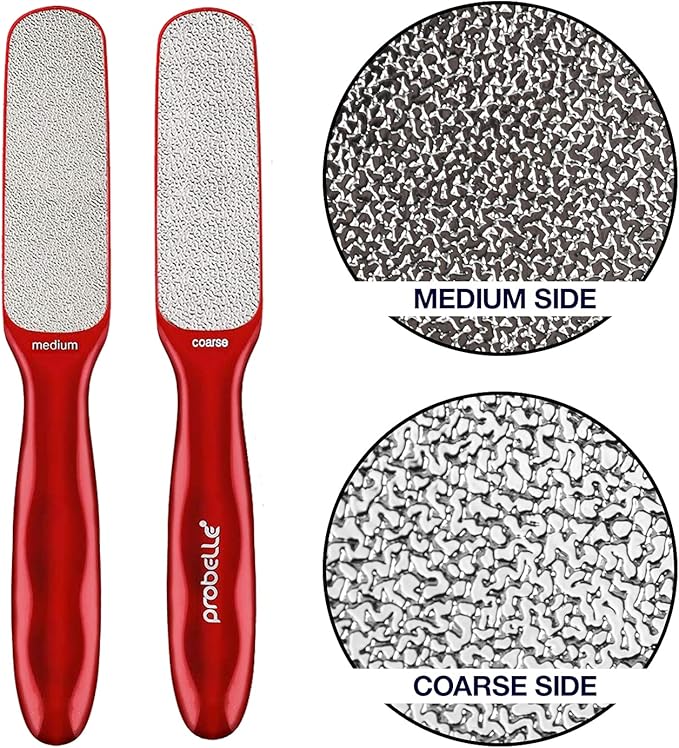 Probelle Double Sided Multidirectional Nickel Foot File Callus Remover - Immediately Reduces calluses and Corns to Powder for Instant Results, Safe Tool (Red)