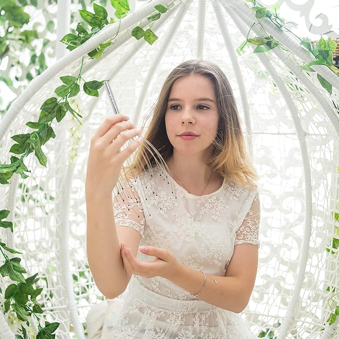 USAGA 36 Fingers Head Massager Scalp Massager Head Scratcher for Scalp Body Relaxing (Silver)