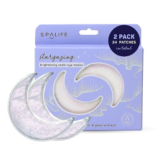 SpaLife Beauty Stargazing Radiating Under Eye Masks – Hydrogel Eye Patches for Dark Circles, Puffy Undereyes, & Discoloration with Vitamin C & Snow Mushroom – 2-in-1 Skincare Treatment – 24 Pairs