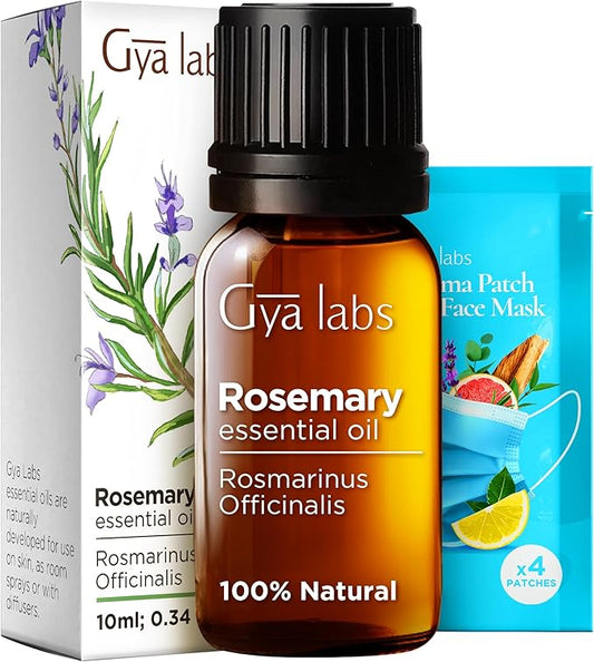 Gya Labs Rosemary Essential Oil for Hair - 0.34 Fl Oz - 100% Pure Natural Rosemary Oil for Diffuser, Skin, Scalp, Aromatherapy & Candle Making Scent