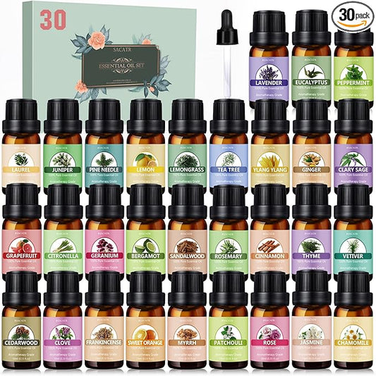 Essential Oils Set - Pure Essential Oils-Perfect for Diffuser, Humidifier, Massage, DIY Candle and Soap Making（30x10 ML）