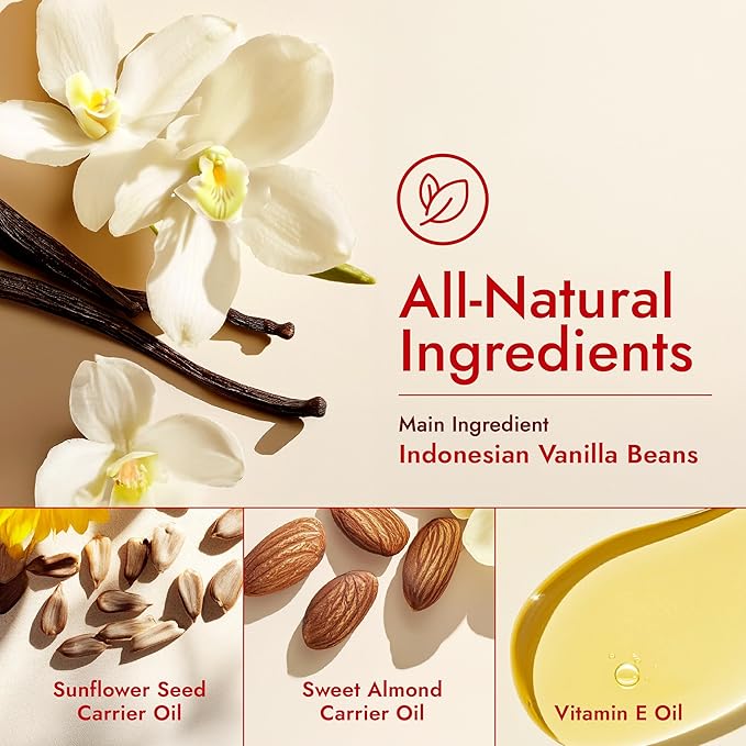 H'ana Sensual Massage Oil for Date Night - Gently Warming, Soothing & Hydrating, Crafted with 100% Pure Vanilla Body Oil for Intimate Moments and Bedtime Therapy (6.76 Fl Oz)