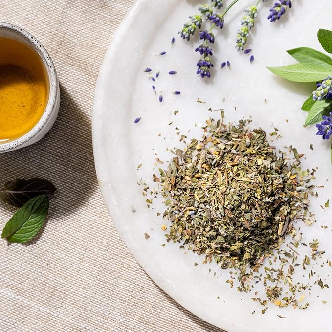 Rishi Tea Lavender Mint Herbal Tea - Organic, Caffeine Free Loose Leaf, Calming Lavender with Peppermint & Sage - 8.81 Ounces, 62+ Servings