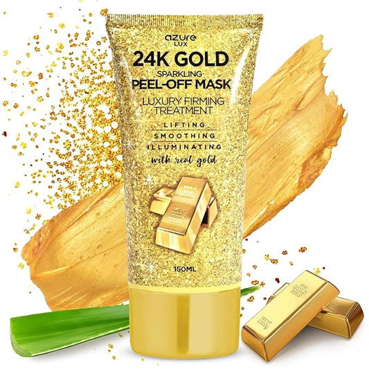 AZURE 24K Gold Firming Peel Off Face Mask- Anti Aging, Lifting, Illuminating & Revitalizing - Removes Blackheads, Dirt & Oils - With Hyaluronic Acid and Collagen - Skin Care - 150mL
