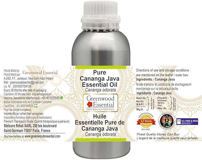 Pure Cananga Java Essential Oil (Cananga odorata) Steam Distilled 300ml (10.1 oz)
