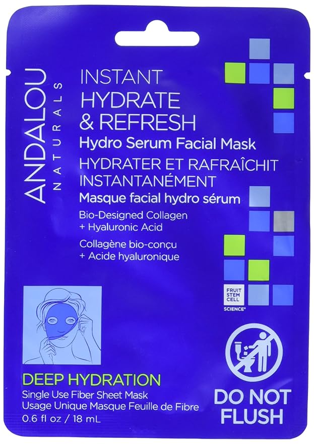 Andalou Naturals Deep Hydration Instant Hydrate & Refresh Sheet Mask, 6 OZ