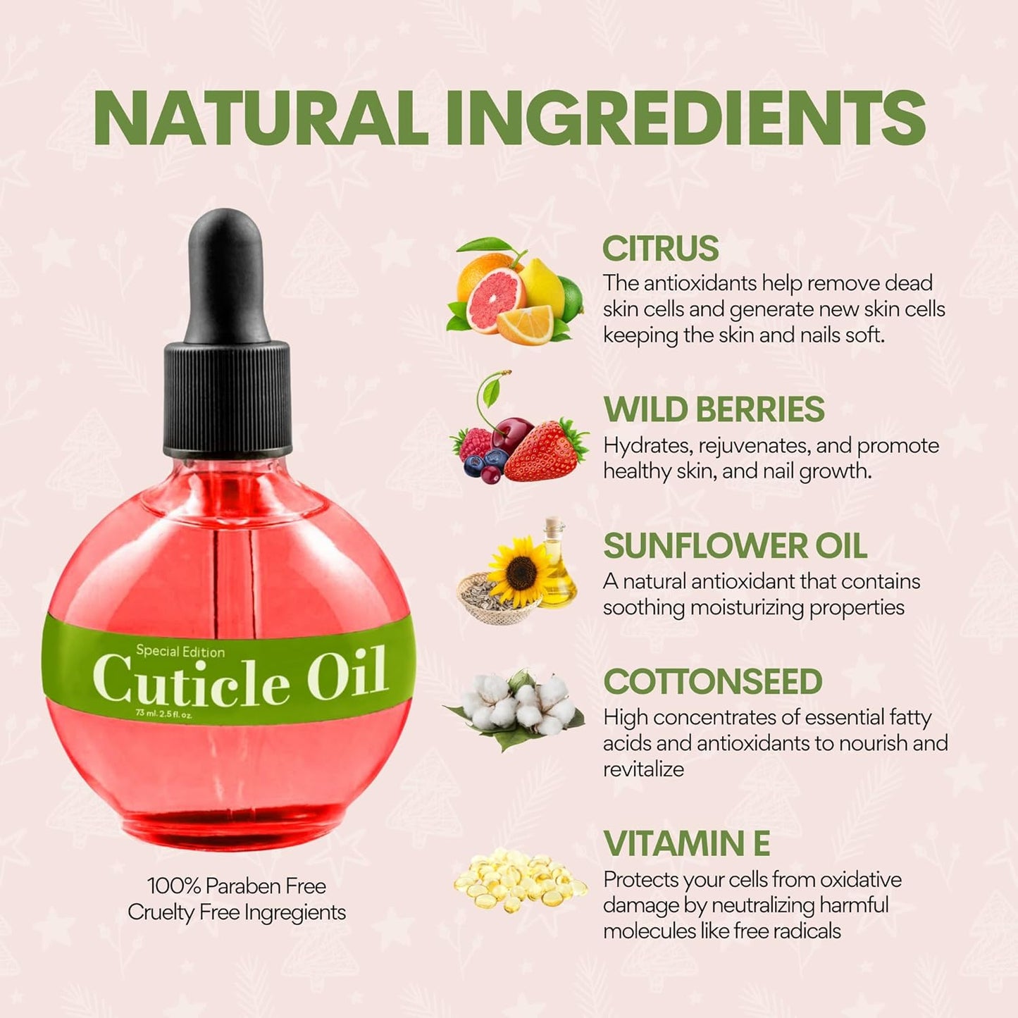 C CARE Holiday Special Cuticle Oil for Nails - Instantly Repairs Miosturizes & Hydrates - Nail Oil Cuticle Softener - 2.5 Oz