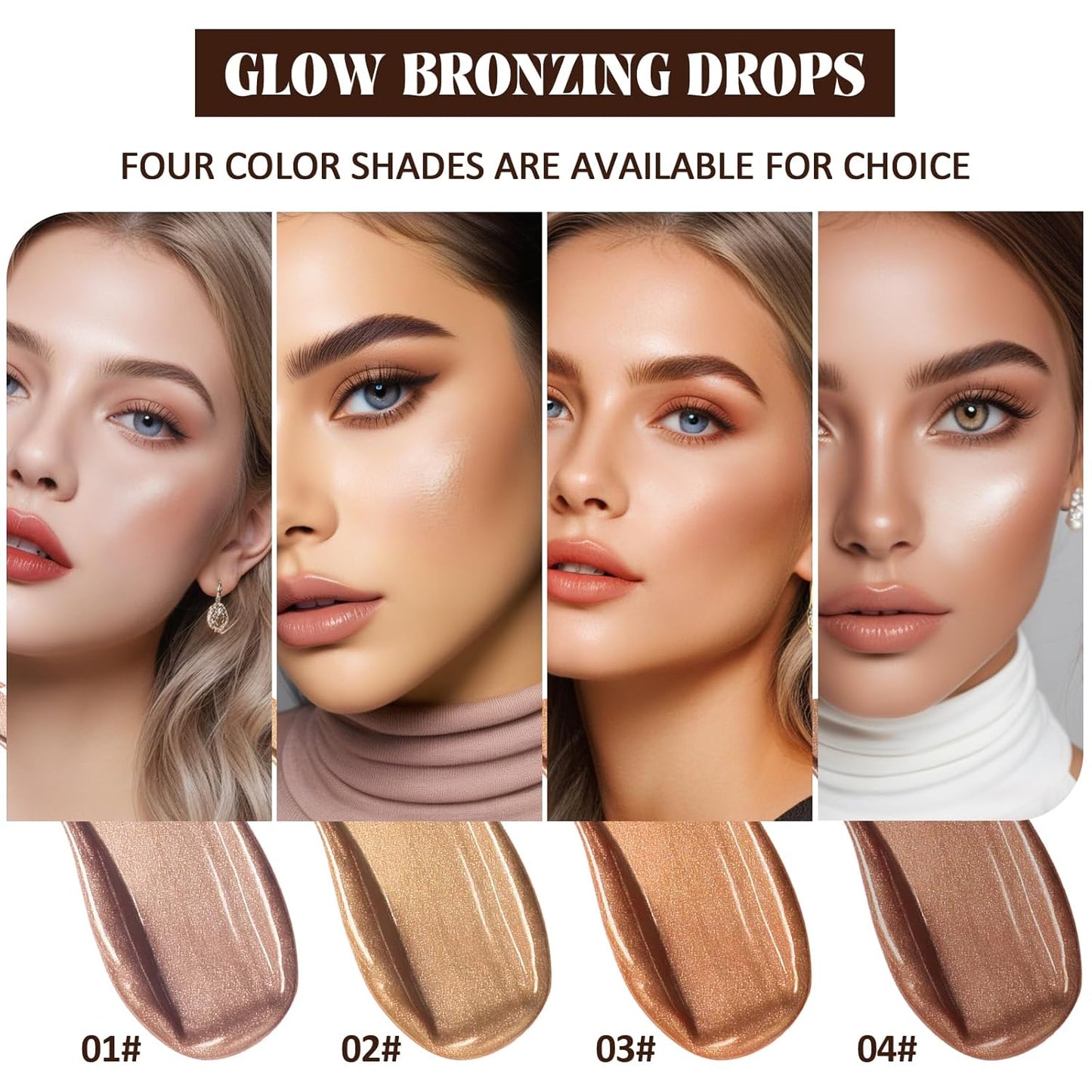 Instant Bronzing Drops, Face and Body Bronzer, Cream Liquid Bronzer Drops for Instant Tan, Bronze Drops, Blendable Lightweight Texture Bronzing Drops for Face - 02