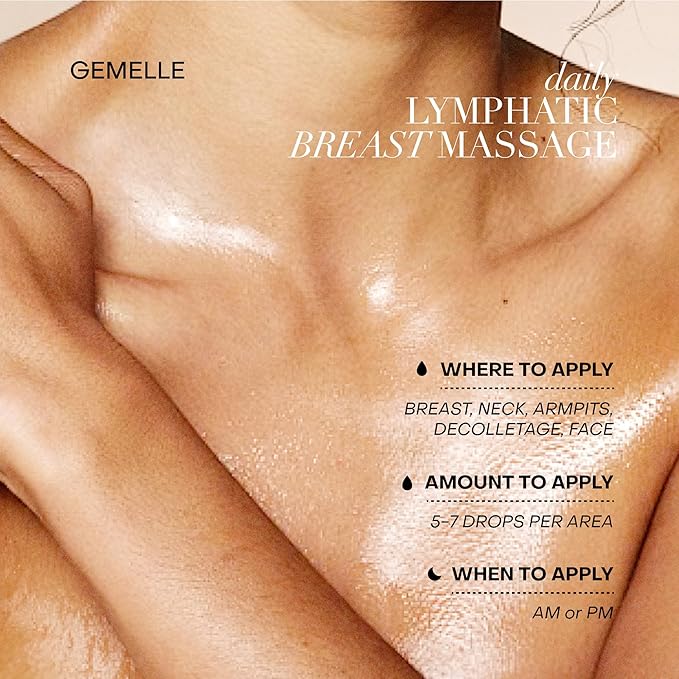 GEMELLE Lymphatic Breast Massage Oil | 2024 Product of The Year | Lymphatic Circulation, Beauty, Wellness | Honeybush & Helichrysum | Paraben-Free, Clean Beauty, Luxury Natural Skin Care 30ml