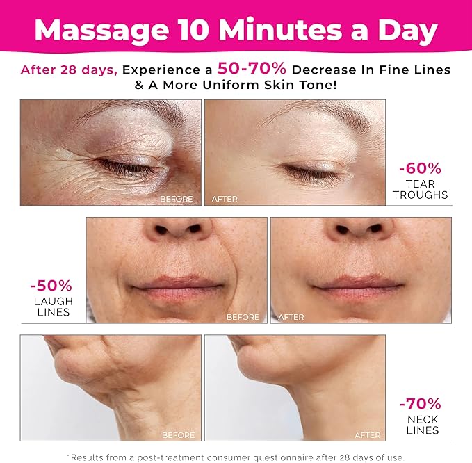 Red Light Therapy for Face & Neck Facial Massager - luminesce 7-in-1 L-E-D Facial Sculptor, True Beauty Glow, Lymphatic Drainage Massager, Double Chin Reducer, Face Lift, Gua Sha Tool, Pink, Biidey