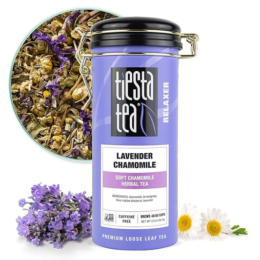 Tiesta Tea - Lavender Chamomile Herbal Tea | Loose Leaf | Calming Blend with Chamomile | Lavender | Lemongrass | Caffeine-Free Herbal | Great for Hot or Iced Brews | Refillable Tin | 50 Cups | 2 Ounce