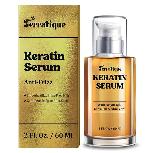 Keratin Anti-Frizz Leave-in Conditioner and Straightening Serum with Argan Oil for All Hair Types - 2 Fl. Oz.