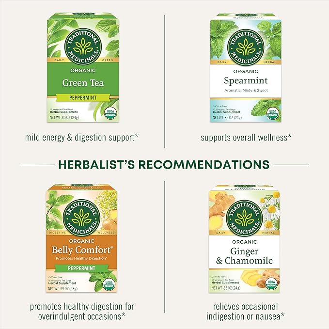 Traditional Medicinals Tea, Organic Triple Mint, Supports Healthy Digestion, Includes 16 Tea Bags