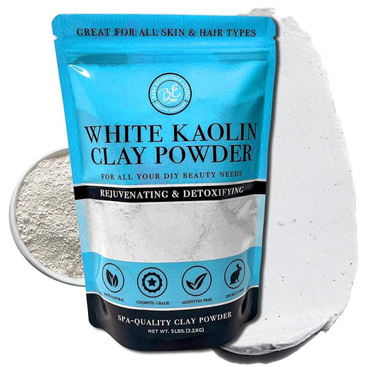 Bare Essentials Living - White Kaolin Clay Powder (5 lb) 100% Natural White Powdered Clay for Seed Bombs, White Clay Mask, DIY Spa, Soap, Bath Bomb, Deodorant, Can be Used as Kaolin Clay for Gardening