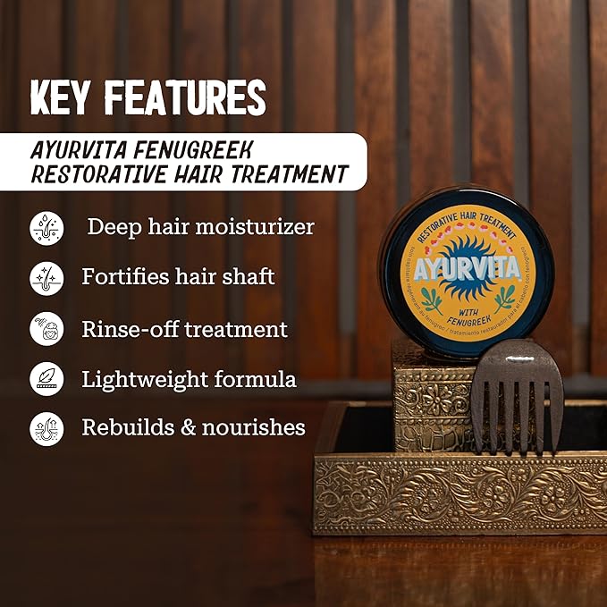 Hair Treatment - Fenugreek Restorative Deep Conditioning Mask for Men & Women - Nourishing, Hydrating & Moisturizing - Best Hair Growth & Ayurvedic Hair Care for Dry & Damaged Hair - 6.7 oz