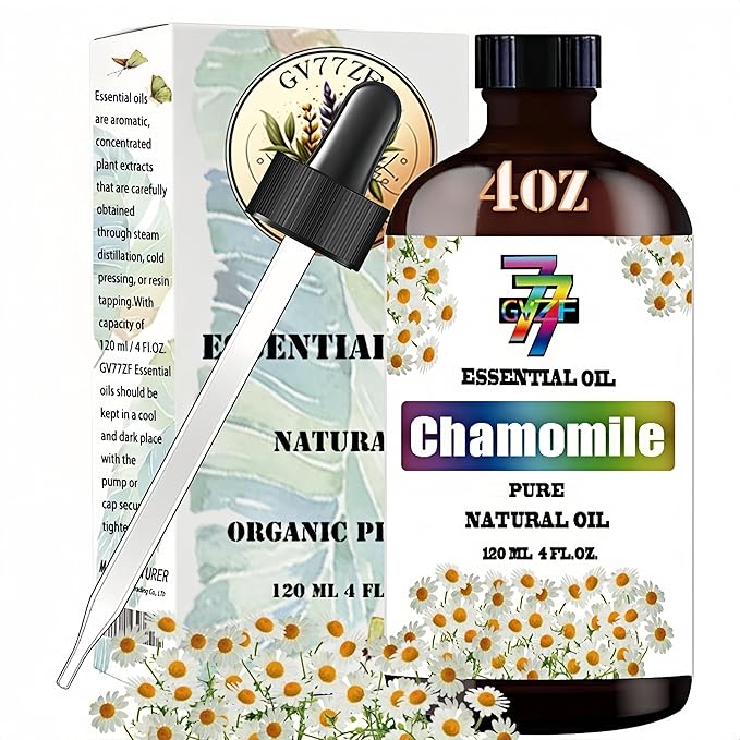 Chamomile Essential Oil (4 oz) – 100% Pure Fragrance Oil for Diffusers, Humidifiers, Relaxation, Bath, Candles, Soap Making, DIY, Home Cleaning, Gifts – Sweet Floral Scent