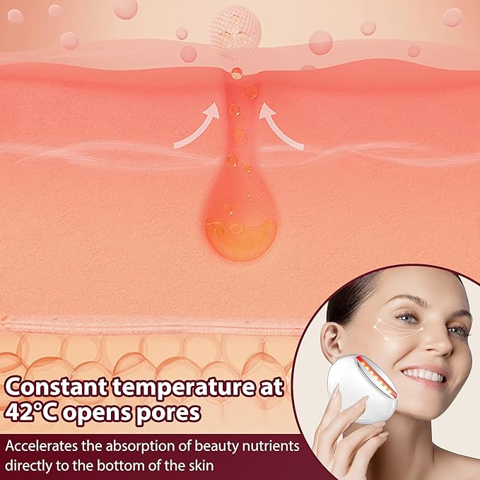 Facial Skin Tightening Device, 6-in-1 Facial Massager Red Light Therapy Beauty Device for Face &Neck Skin Rejuvenation Lifting, Tightening, Infusing, Effective Wrinkle&Puffiness Reduction