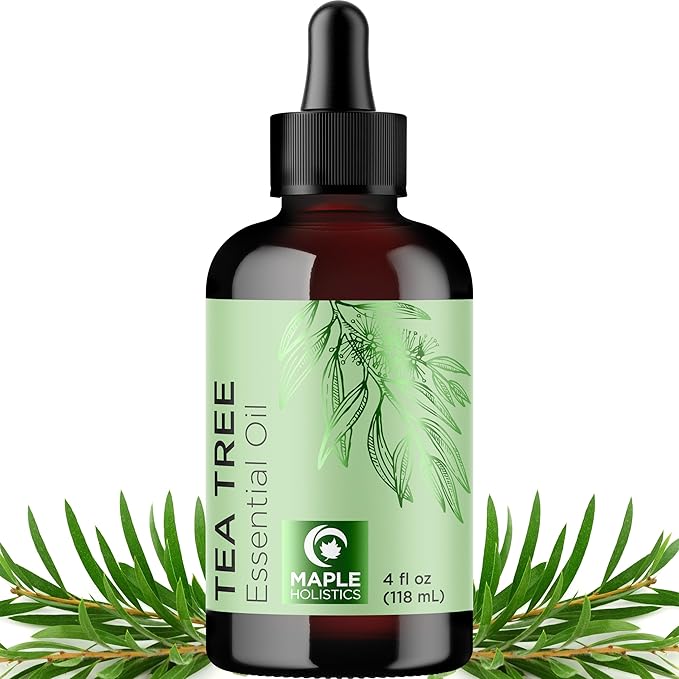 Pure Tea Tree Oil 4oz - Australian Tea Tree Essential Oil for Hair Nails and Skin- Aromatherapy Tea Tree Oil for Skin Dry Scalp Cleanser Nail Cleaner plus Purifying Humidifier and Diffuser Oil