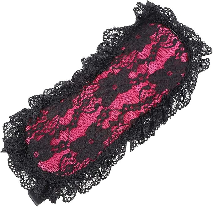 Soft Lace Eye Mask Party Ribbon Accessories, Eye Mask Comfortable Sleep Mask Can Be Adjusted to Shading Eyes, Travel,Home,Meditation,Shift Work (Rose Red)