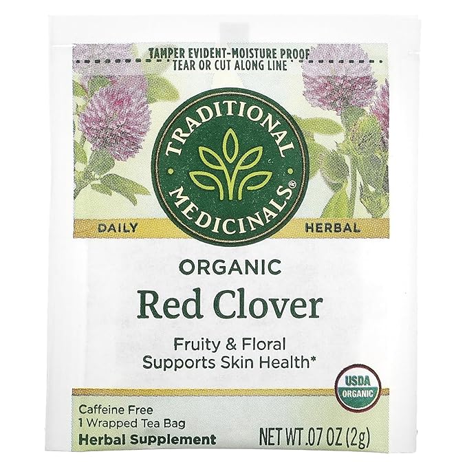Traditional Medicinals Organic Red Clover, Caffeine Free, 16 Wrapped Tea Bags, 1.13 oz (32 g)