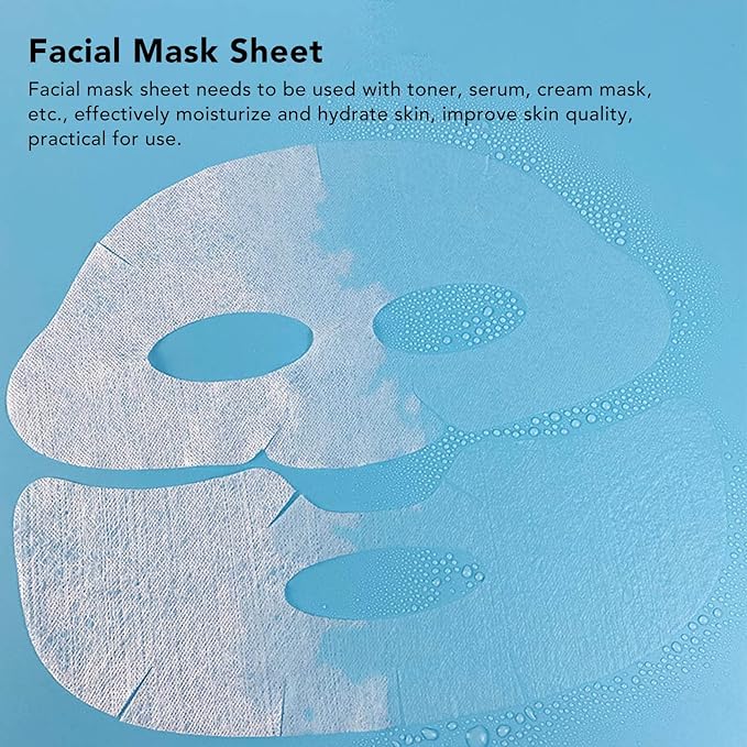 YUYTE 100 Pcs Enlarged Cotton Facial Mask Sheets - Moisturizing, Skin Friendly, DIY Cosmetic Face Skin Care Mask with Soft Silk for Spa Wet Compress, Topical Care