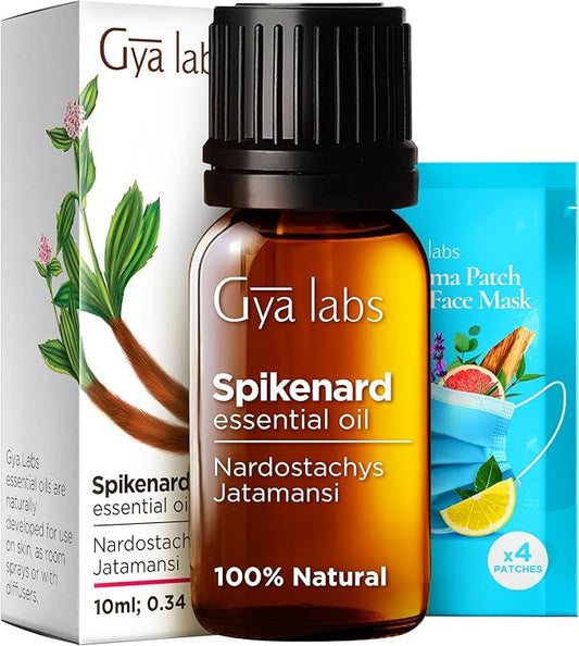 Gya Labs Spikenard Essential Oil for Diffuser - 0.34 Fl Oz - 100% Pure Natural Spikenard Oil for Skin, Hair, Aromatherapy & Candle Making - Warm Spicy Yet Sweet Scent
