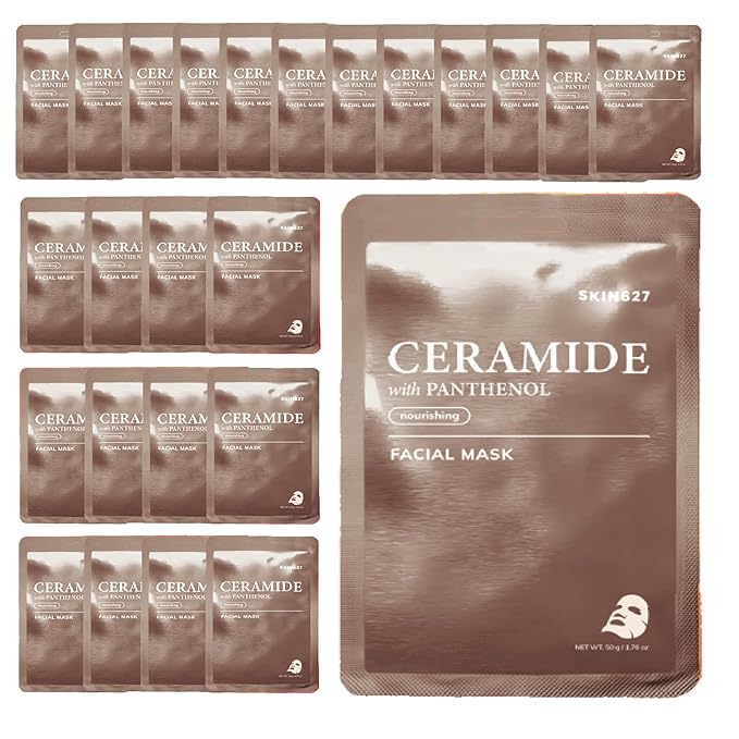SKIN627 Bulk 24PK Face Masks Skincare, Facial Mask, Sheet Masks Korean (24PK Ceramide with Panthenol)