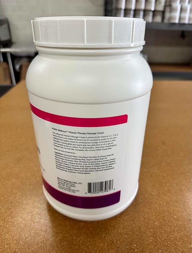 Unscented Vitamin Therapy Massage Cream, Massage Cream for Physical Therapy and Deep Tissue 128oz