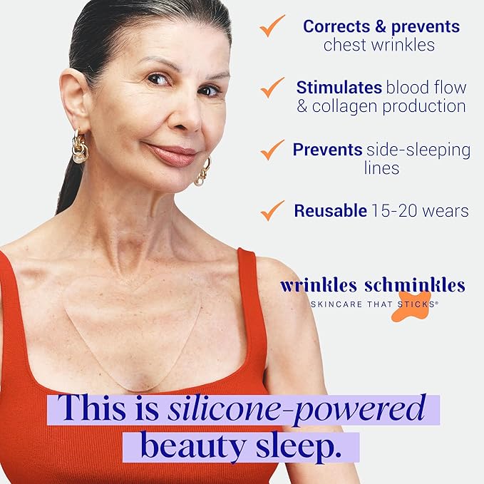 Wrinkles Schminkles Chest Wrinkle Patch & Cleanser Starter Pack - Set of Reusable Chest Silicone Wrinkle Patch + Patch Cleanser (2 oz) Maximise Uses - Smooth & Prevent Chest & Décolletage Wrinkles