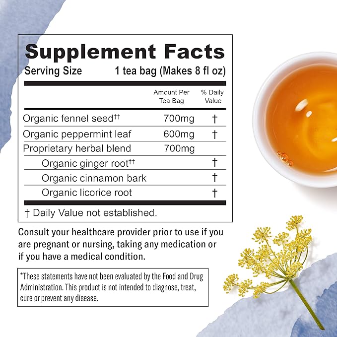 Numi Organic Congest Away Tea, 16 Tea Bags (Pack of 3), Fennel, Peppermint, Ginger and Licorice, Caffeine Free