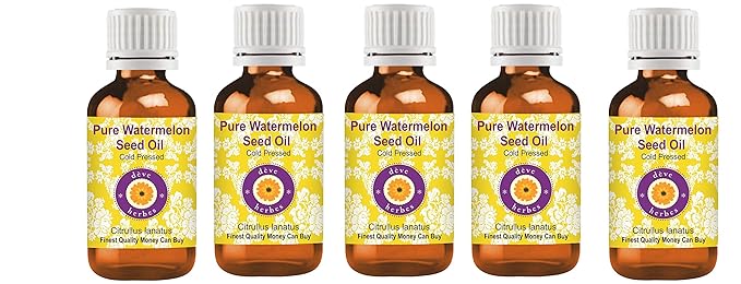 dève herbes Pure Watermelon Seed Oil (Citrullus lanatus) Cold Pressed (Pack of five) 100ml X 5 (16.9 oz)