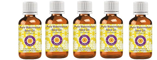 dève herbes Pure Watermelon Seed Oil (Citrullus lanatus) Cold Pressed (Pack of five) 100ml X 5 (16.9 oz)