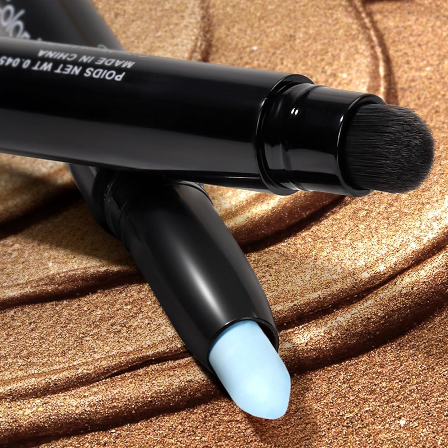 Cream Waterproof Hypoallergenic Eyeshadow Stick, long wear Metallic Glitter Matte Eye Shadow Pencil With Makeup Brush, Eye Brightener, 44 Matte Sky Blue
