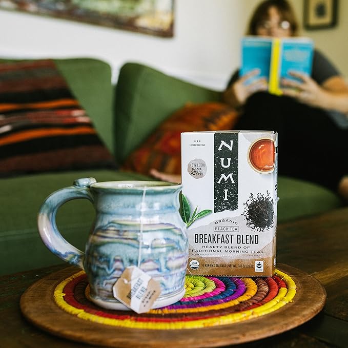 Numi Organic Breakfast Blend Tea, 18 Tea Bags (Pack of 3), Assam, Ceylon & Darjeeling Black Teas (Packaging May Vary)