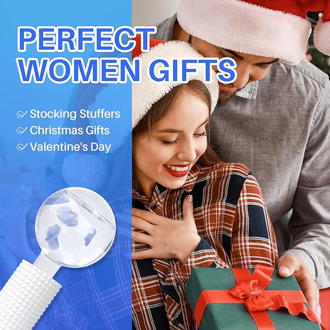 Ice Globes & Ice Roller for Face and Eyes - Facial Massage Tools for Skin Care, Reduce Wrinkles & Puffiness, Cooling Globes & Roller Ball for Glowing Skin (Blue/2PCS)