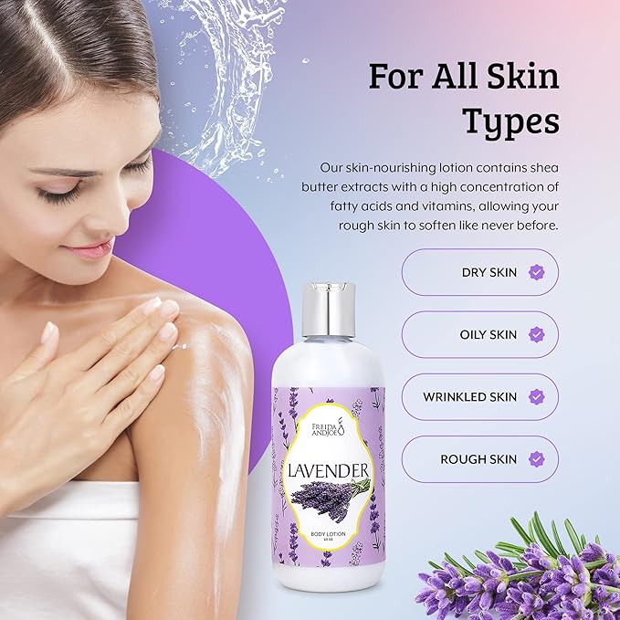 Home Spa Gift 10oz Deep Moisturizing Fragrance Body Lotion & 8 oz. Fine Fragrance Body Mist Set Luxury Self-Care Combo for Women and Girls (Lavender) Mother’s Day Gift for Mom