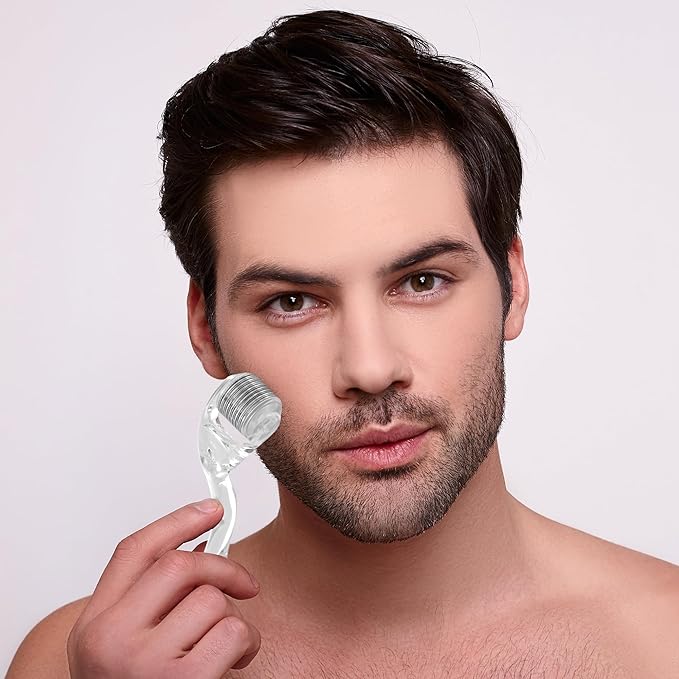 GlSkyn Derma Roller for Face, Scalp, and Beard - 0.25mm Microneedling Roller with 540 Titanium Microneedles