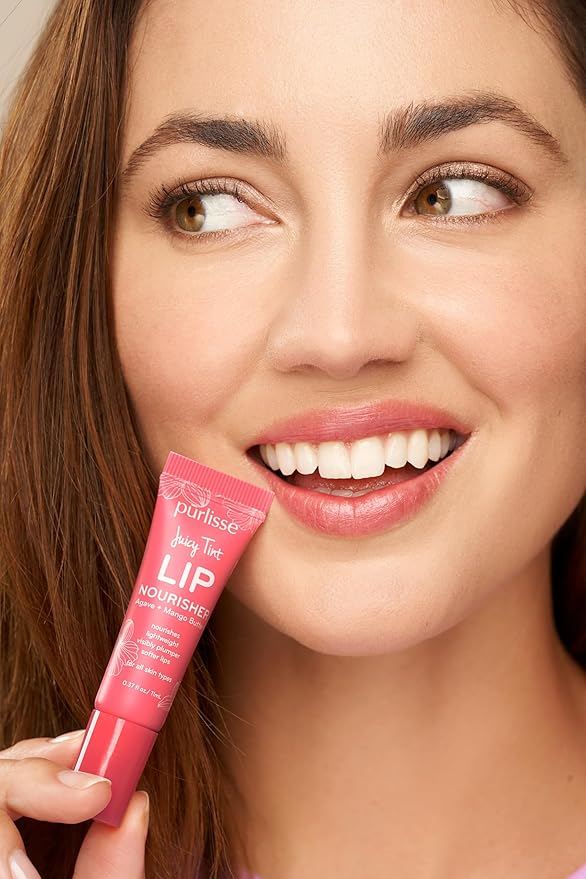 pürlisse Juicy Tint Moisturizing Tinted Lip Balm for Women - Hydrating Lip Treatment for Dry Cracked Lips - Enriched with Shea Butter & Jojoba Oil for Plumper Soft Lips - Berry Shine (.38 oz)