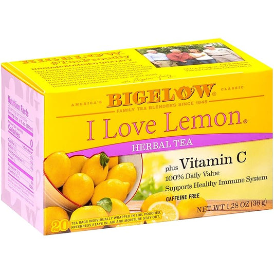 Bigelow I Love Lemon Herbal Tea, 20 ct