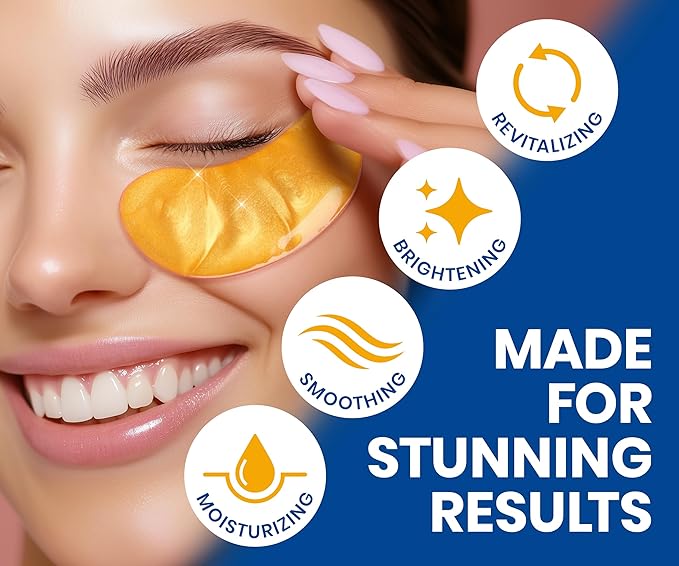 Stylia Under Eye Patches for Dark Circles and Puffy Eyes (15 Pairs) - 24k Gold Collagen Mask with Hyaluronic Acid, Eye Masks for Dark Circles and Puffiness, Gifts for Women, Valentines Day Gifts